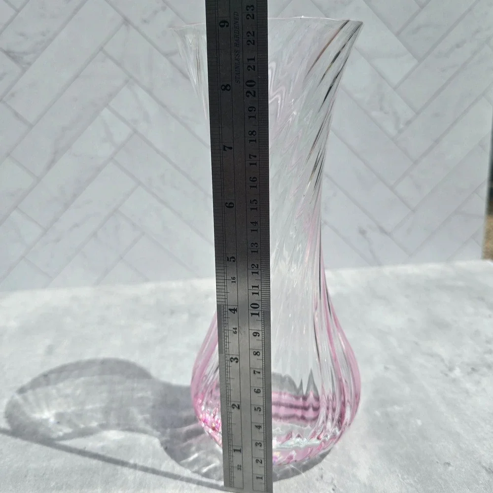 Caithness Glass Scotland Pink Swirl Art Glass Vase Fluted Hand Blown 9 Inch